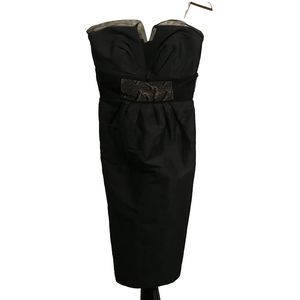 Kay Unger New York Black Cocktail Deep V Tie Back Sash Size 6